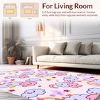 Whimsical Clouds Stars Rainbow Pattern Rug