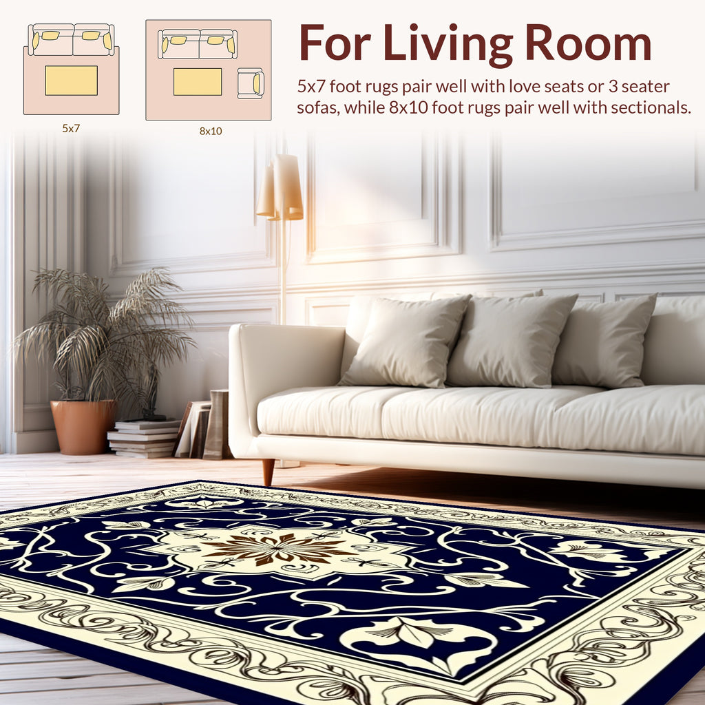 Elegant Paisley Floral Motif Rug