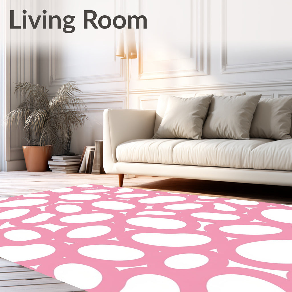 Playful Pink Abstract Organic Shapes Rug