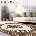 Ornate Classic Brown Scroll Rug