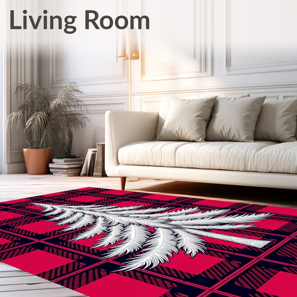 Red Black Plaid Pine Tree Rug