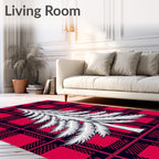 Red Black Plaid Pine Tree Rug