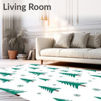 Teal Pine Tree Snowfall Repeat Rug