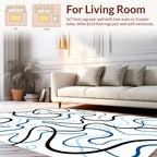 Abstract Intertwined Blue Black Waves Rug