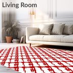 Bold Scratchy Red Diamond Pattern Rug