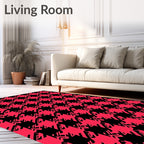 Red Black Houndstooth Pattern Rug