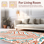 Ornate Coral Teal Abstract Design Rug