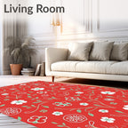 Crimson Floral Vine Pattern Rug