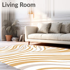 Modern Ochre Waves Pattern Rug