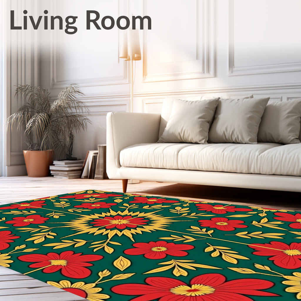 Vibrant Floral And Leaf Pattern Rug