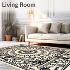 Ornate Floral Sunburst Mandala Pattern Rug