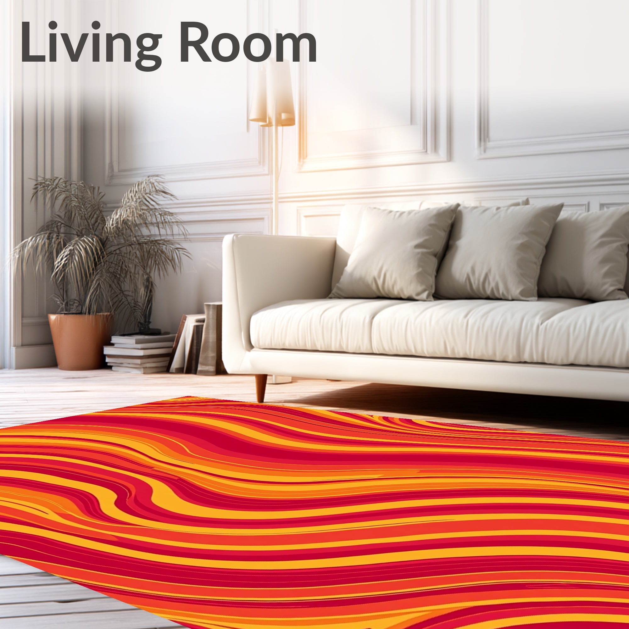 Warm Swirl Stripe Flow Rug