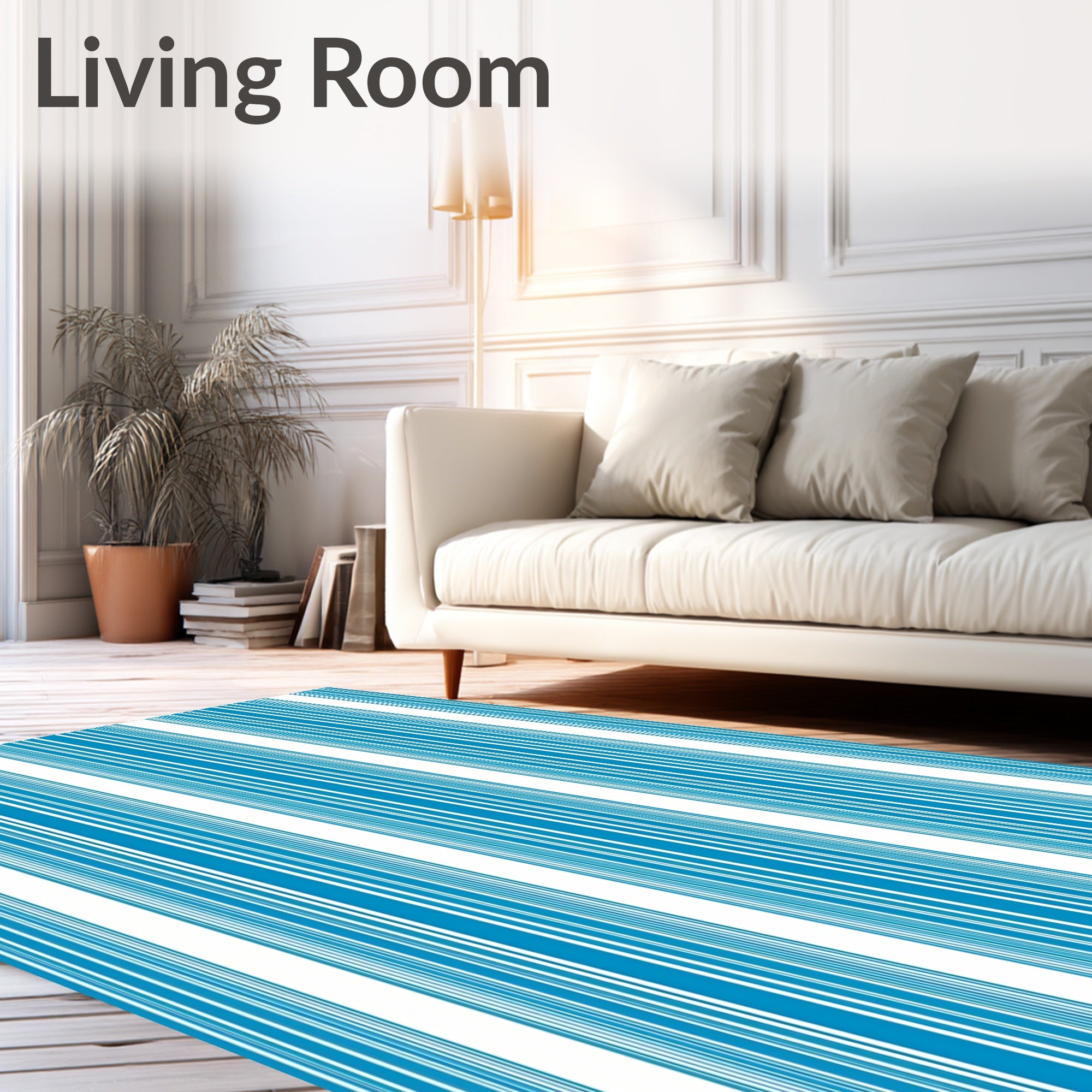 Teal Stripe Pattern Rug