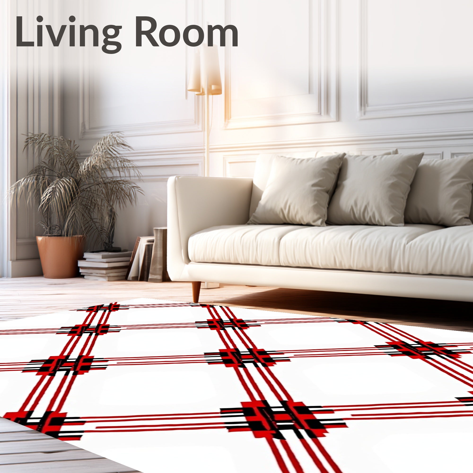 Bold Red Black Diamond Pattern Rug