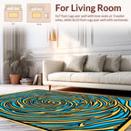 Abstract Swirl Yellow Blue Pattern Rug