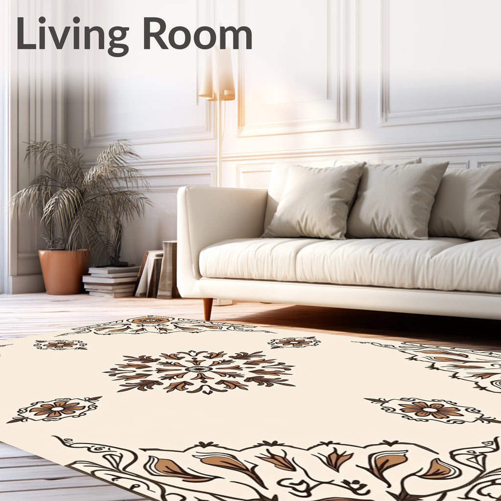 Classic Floral Medallion Border Design Rug
