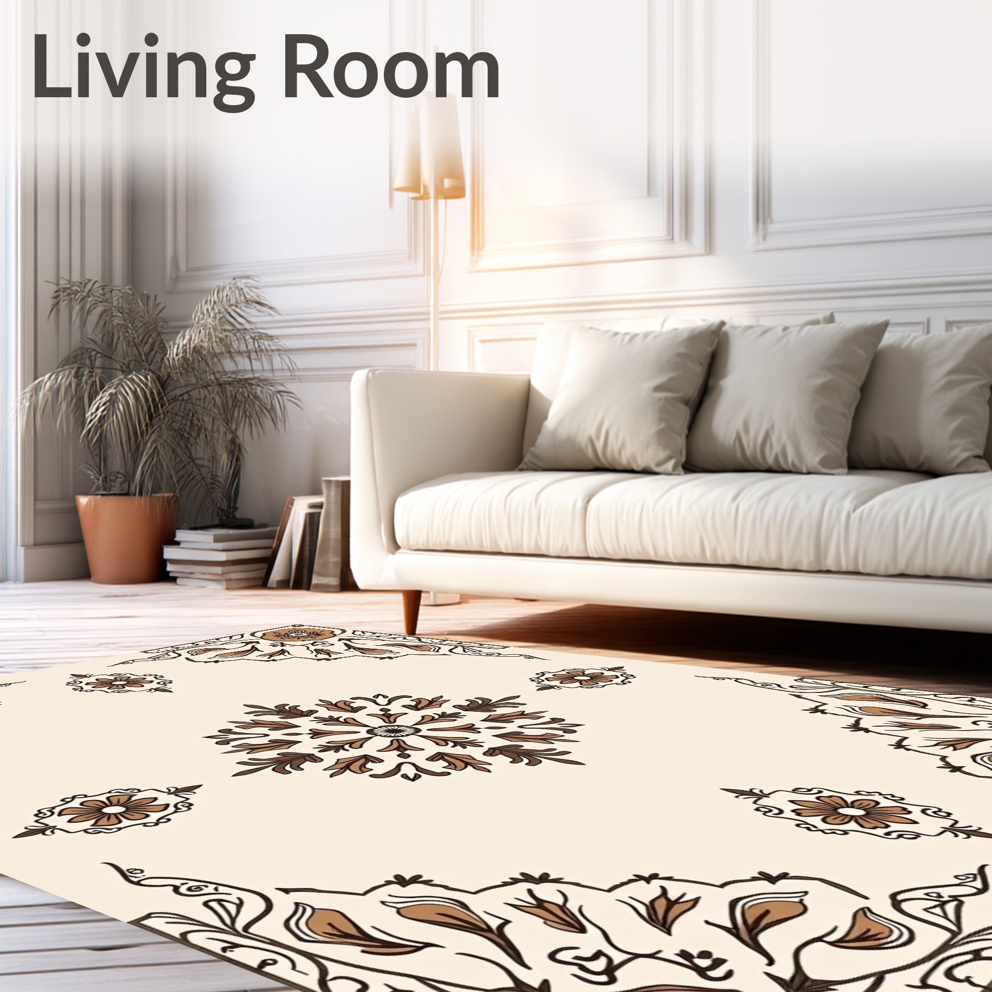 Classic Floral Medallion Border Design Rug