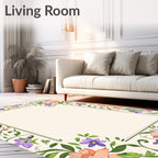 Vibrant Floral Swirl Botanical Accent Rug