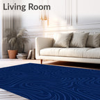 Deep Blue Contour Line Art Rug