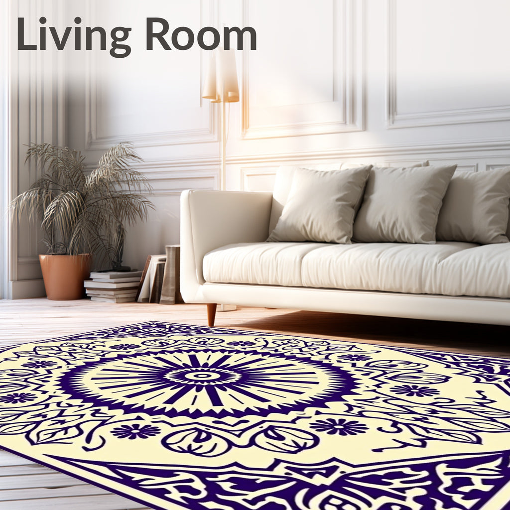 Intricate Violet Floral Mandalas Rug