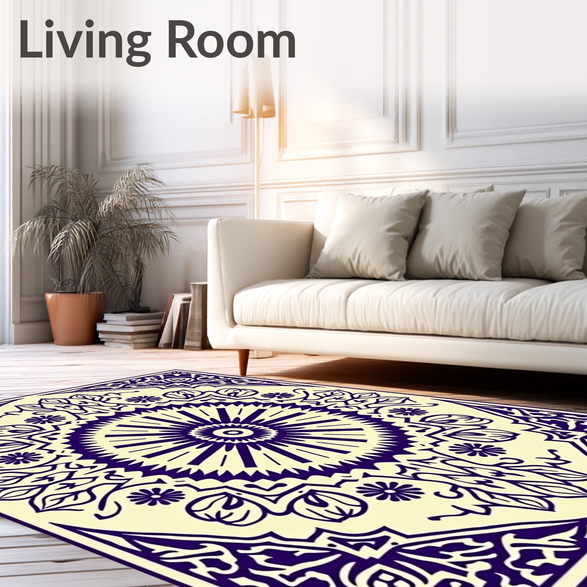 Intricate Violet Floral Mandalas Rug