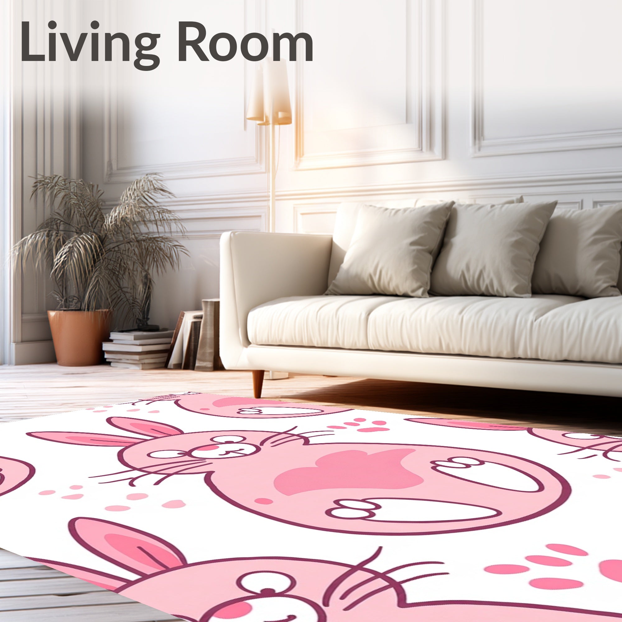 Sweet Pink Bunny Pattern Rug