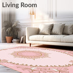 Ornate Floral Mandala Pink Gold Design Rug