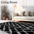 Intricate Interlocking Gray Geometric Pattern Rug