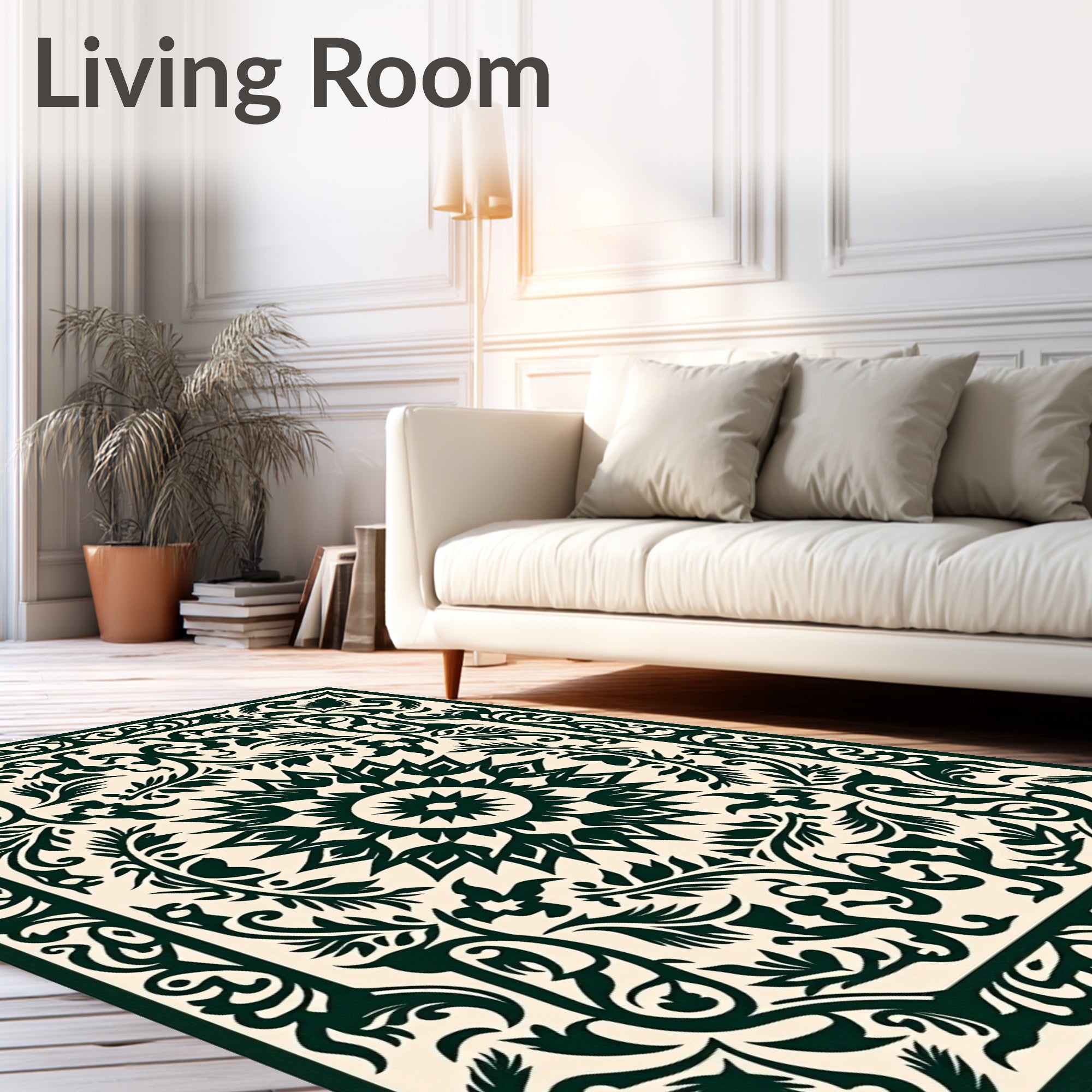 Ornamental Floral Medallion Pattern Rug