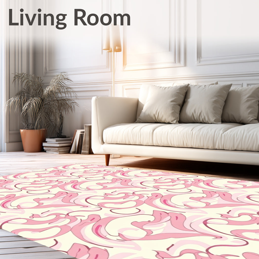 Abstract Pink Swirl Pattern Rug