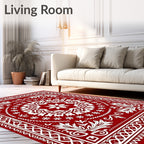 Rustic Red Floral Medallion Pattern Rug
