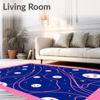 Cosmic Pink Swirl Moon and Stars Rug