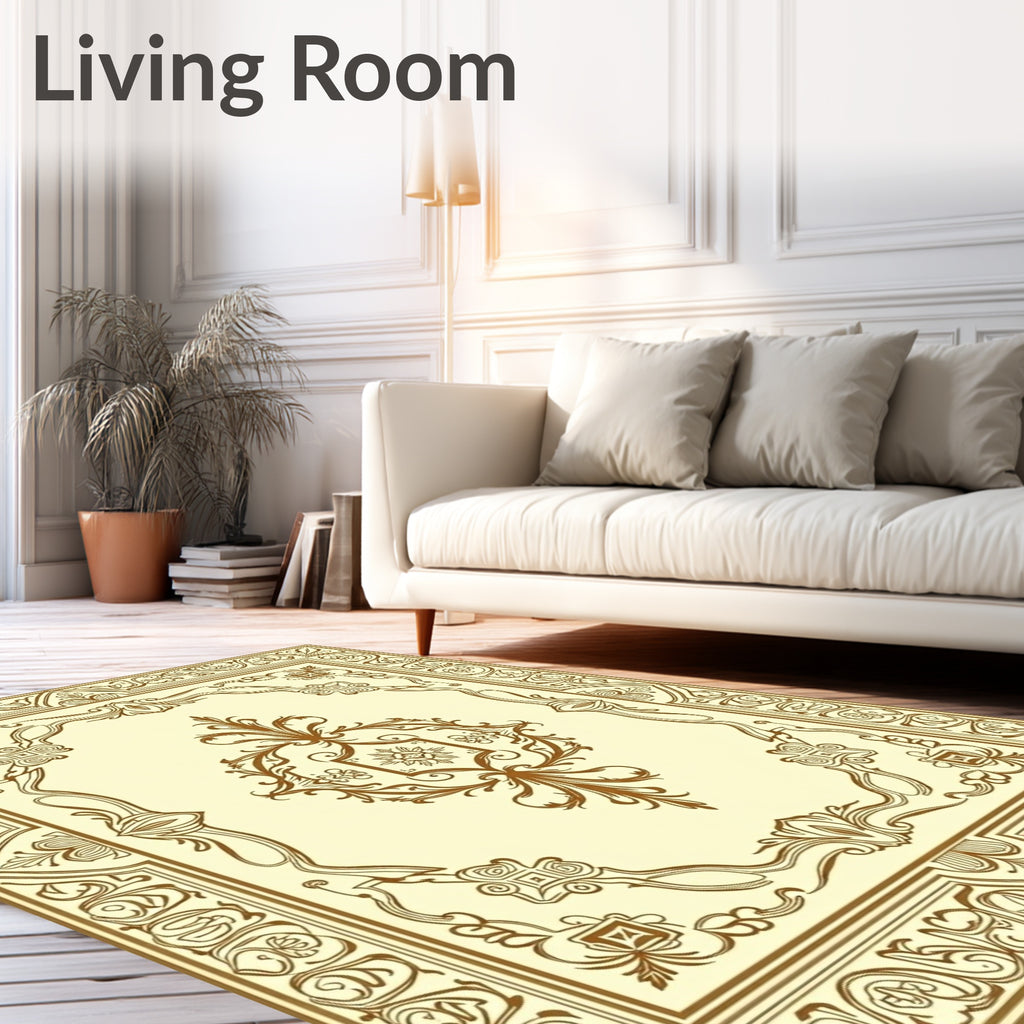 Intricate Floral Border Design Rug
