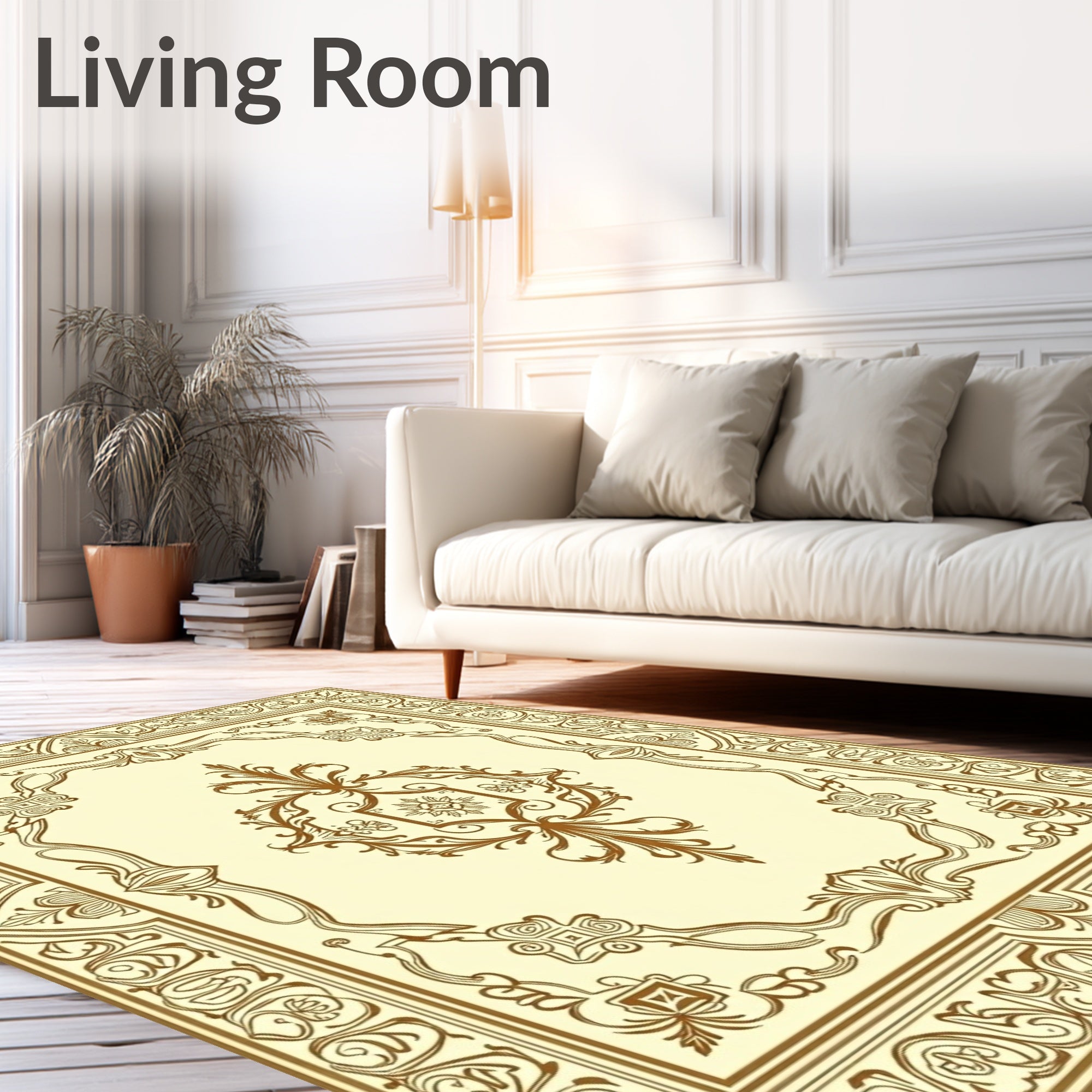 Intricate Floral Border Design Rug