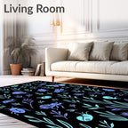 Whimsical Blue Butterfly Bug Garden Rug