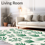 Minimalist Green Botanical Pattern Rug