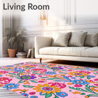 Vibrant Floral Sketch Pattern Rug