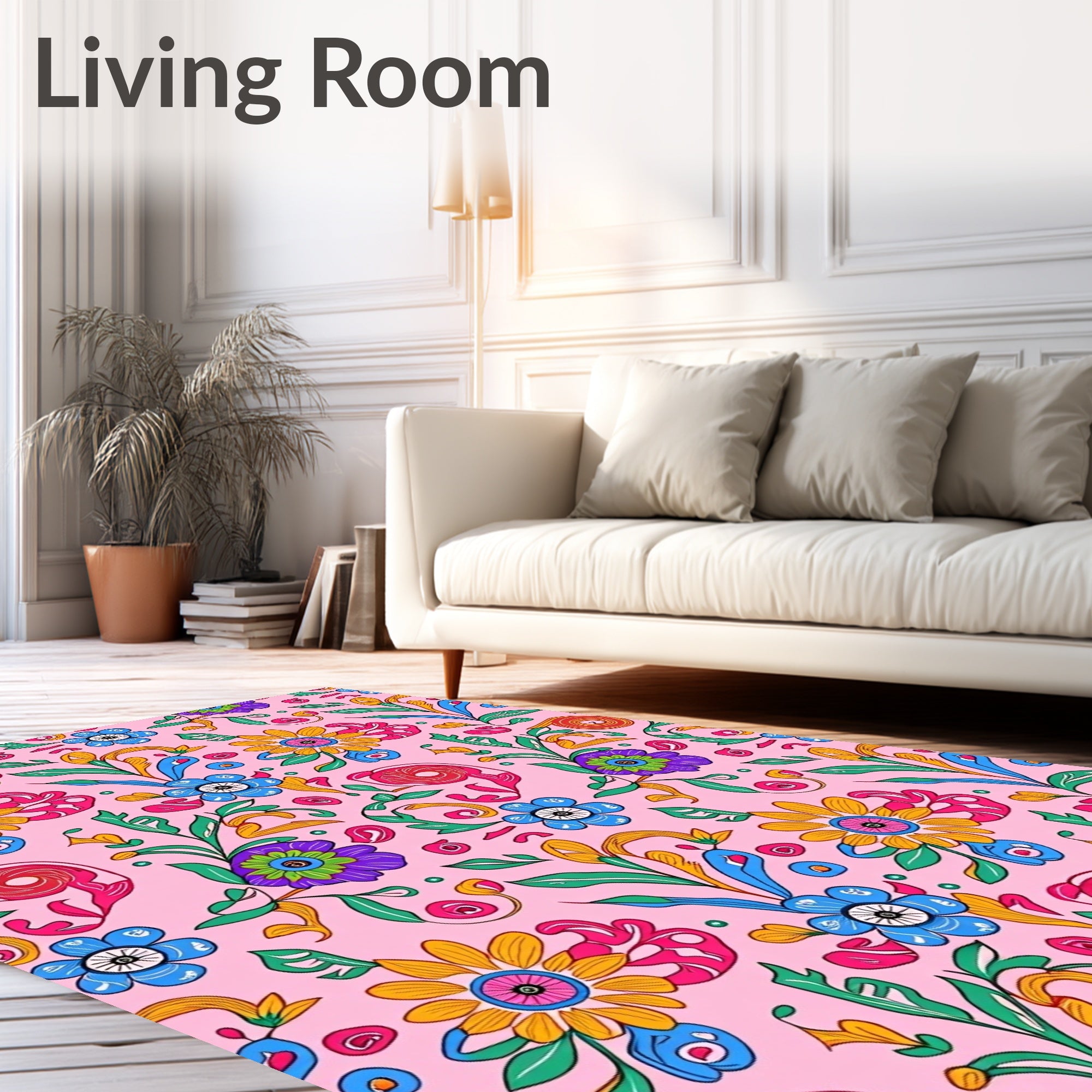 Vibrant Floral Sketch Pattern Rug