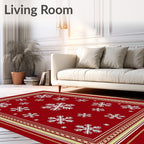 Red Snowflake Festive Pattern Rug