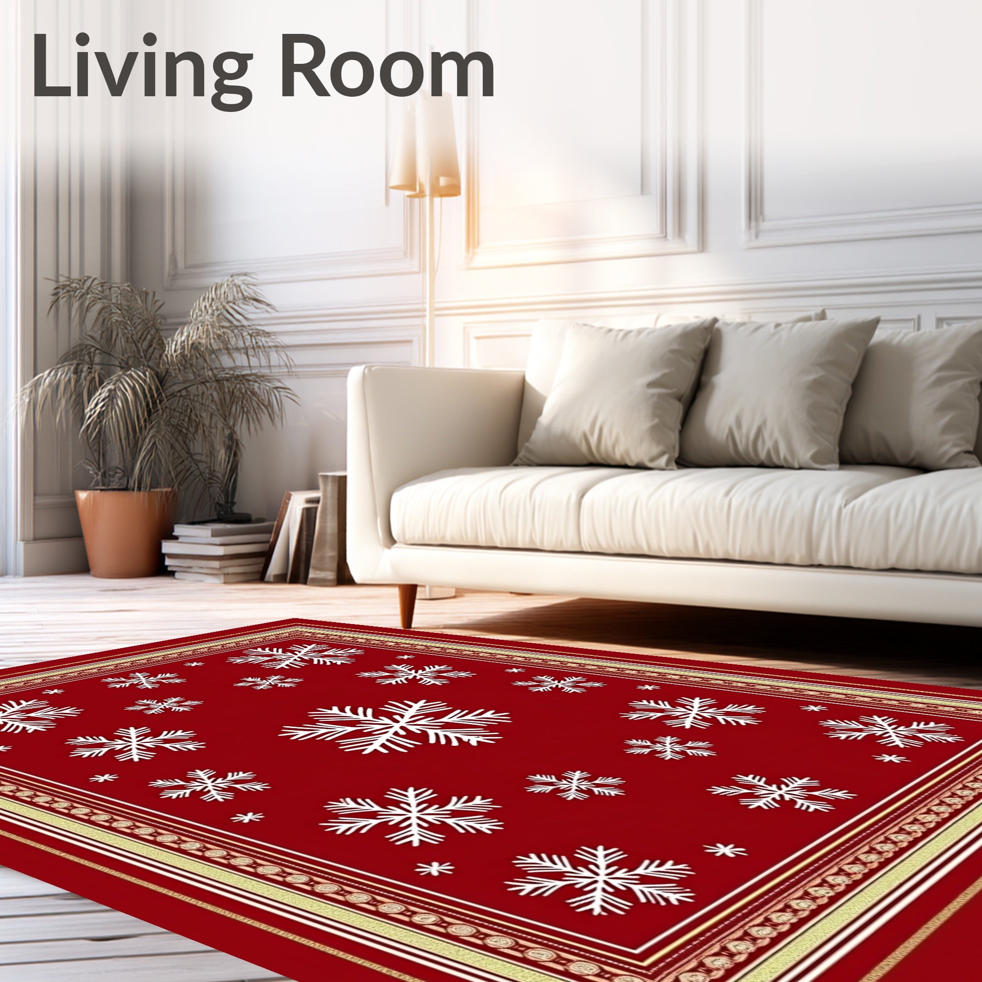 Red Snowflake Festive Pattern Rug
