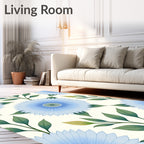 Delicate Blue Floral Pattern Rug