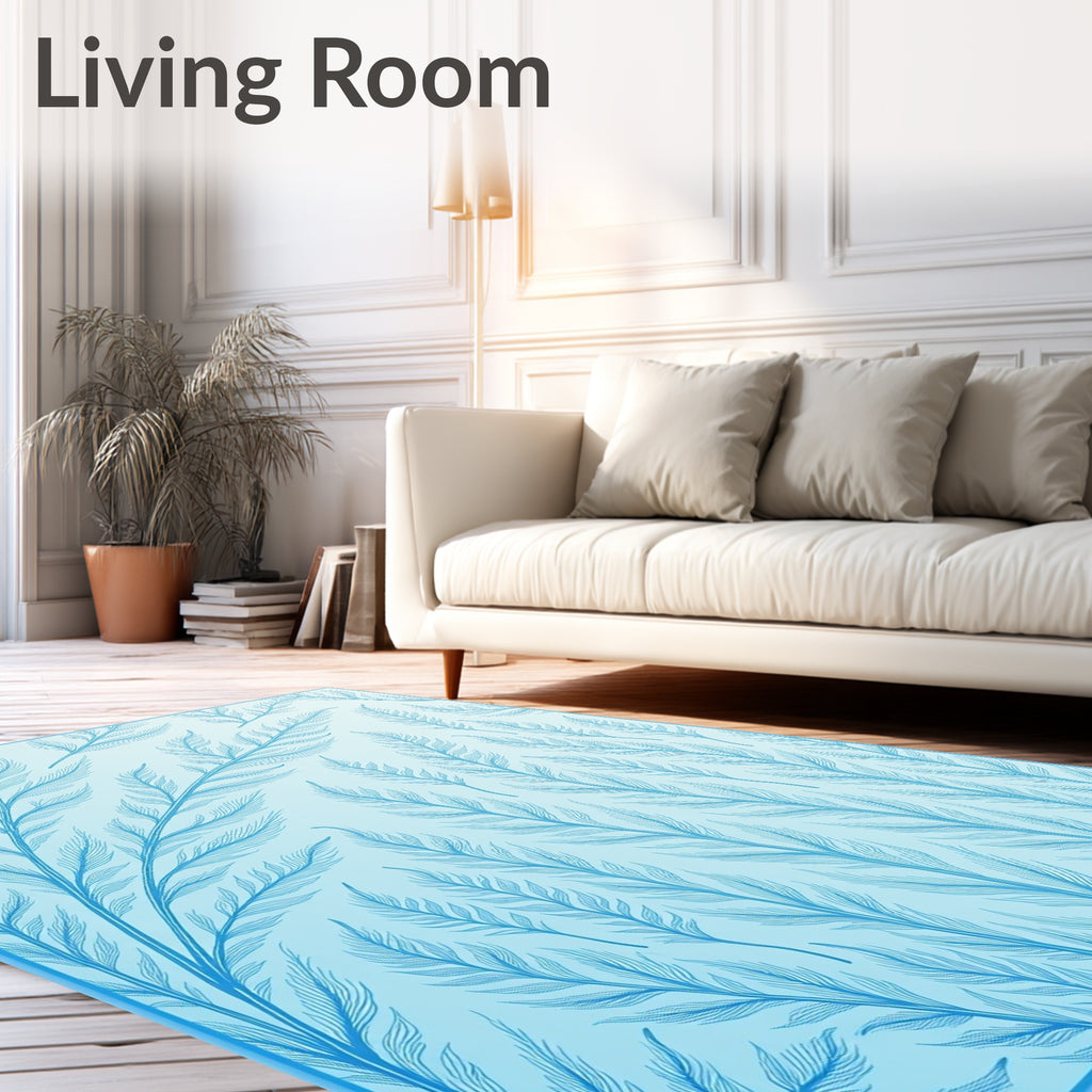 Light Blue Feather Pattern Design Rug