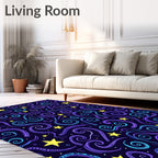 Cosmic Swirls And Star Pattern Rug