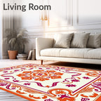 Ornate Floral Medallion Design Rug