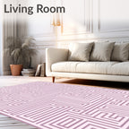 Mauve Geometric Maze Pattern Design Rug