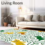 Whimsical Cats and Mushrooms Pattern Rug