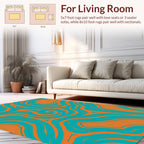 Abstract Teal Orange Swirl Pattern Rug