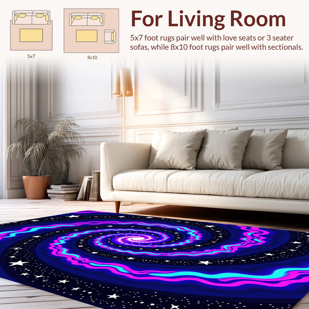 Neon Psychedelic Space Swirl Rug