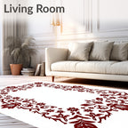 Intricate Floral Vine Border Design Rug