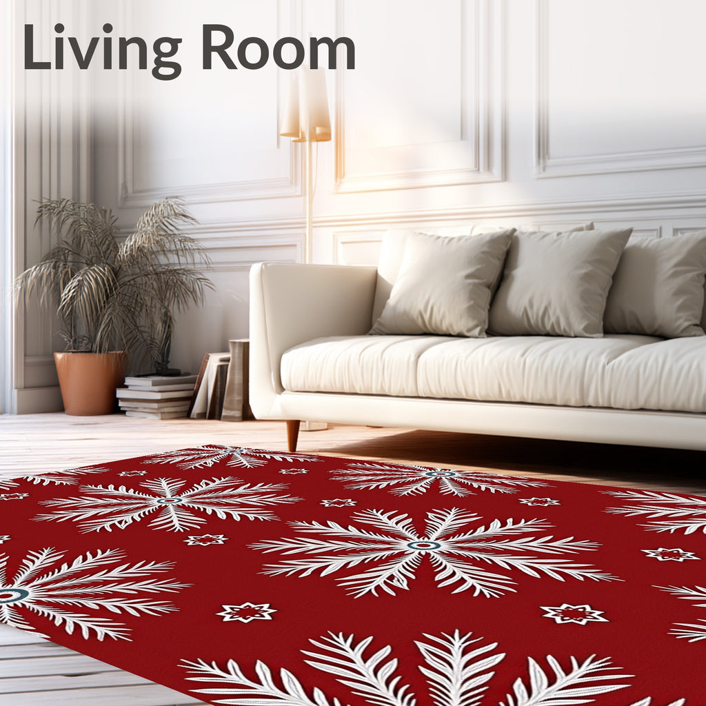 White Snowflake Festive Pattern Rug